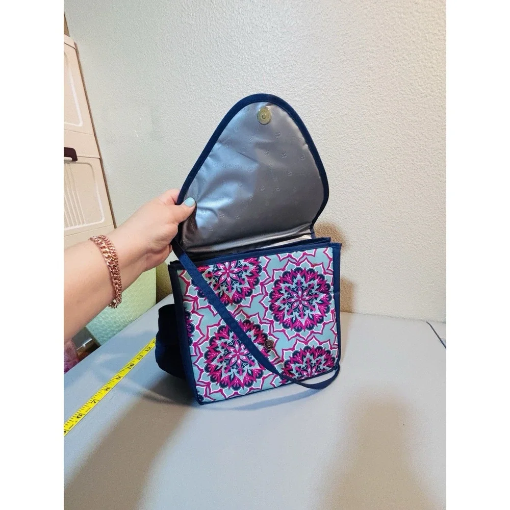 Fit & Fresh Large Insulated Lunch Bag Box Pink Blue Mandala Magnetic Close Clean